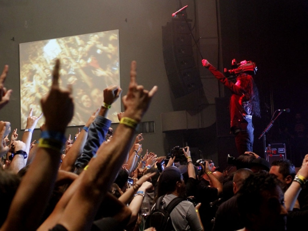 15.mai.2013 - A banda de thrash metal Anthrax se apresenta no HSBC Brasil, em São Paulo - Taiz Dering/Divulgação