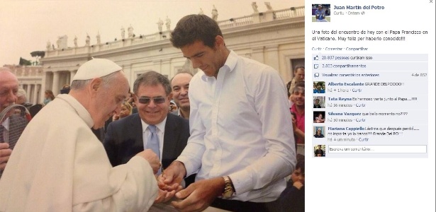 Del Potro encontra Papa Francisco - Reprodução/Facebook