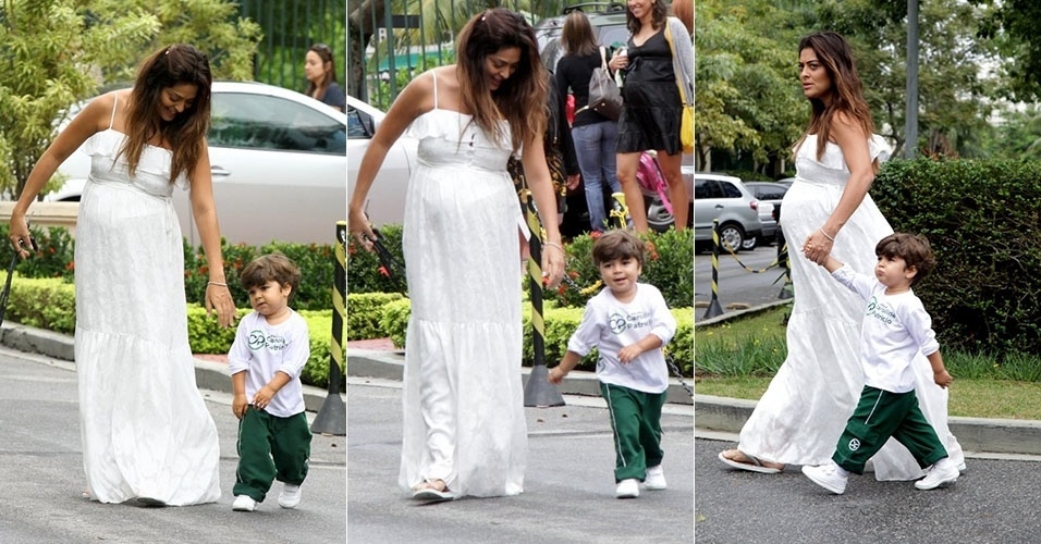 18.mai.2013 - Juliana Paes vai a festa de Dia das Mães na escola do filho Pedro. A atriz está grávida de seu segundo bebê