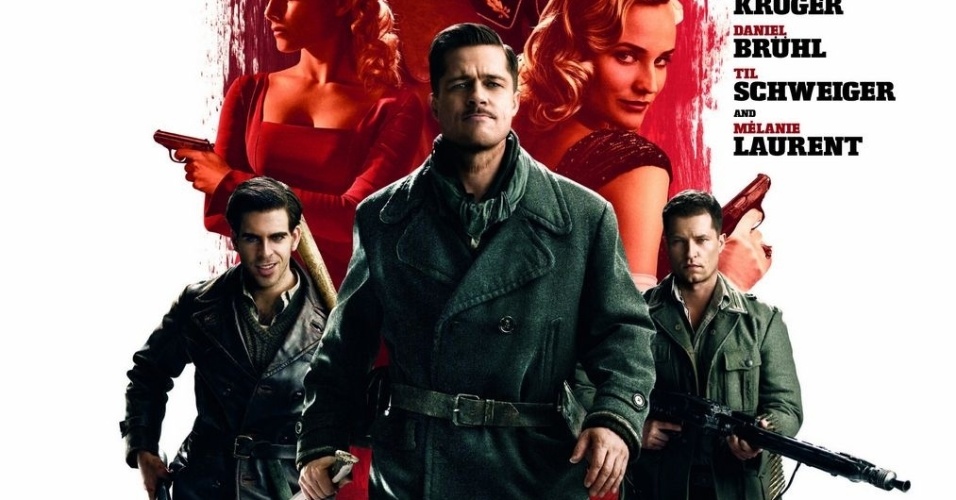 ."Bastardos Inglórios" (concorreu à Palma de Ouro em 2009) - Esses soldados muito loucos foram enviados à Europa para uma missão especial: matar quantos nazistas conseguissem. Mas essa turminha do barulho não imaginava acabar com uma guerra depois de um fantástico encontro com Adolf Hitler. Brad Pitt e seus amigos vão aprontar todas em "Bastardos Inglórios" - Divulgação