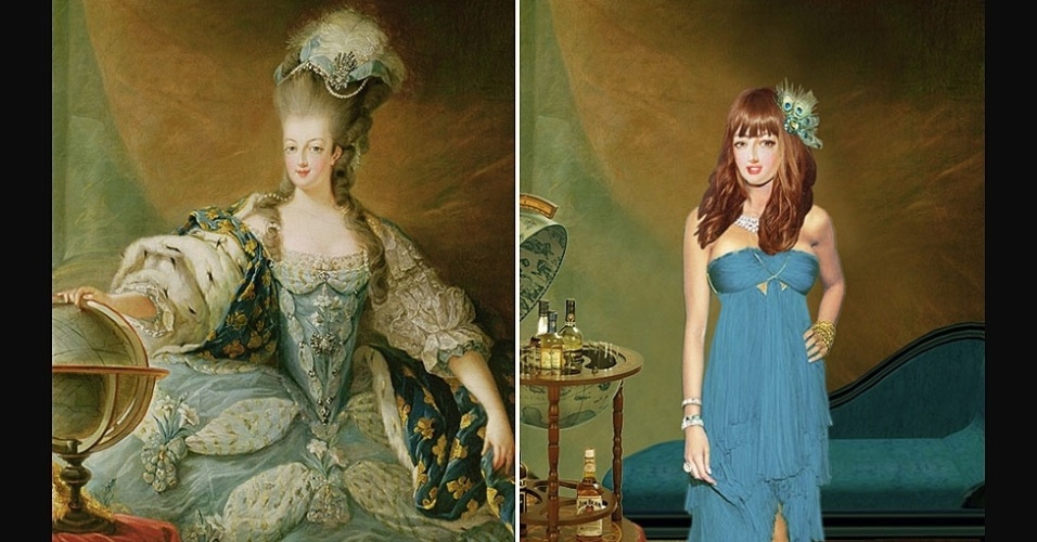 Maria Antonieta, que foi casada com o rei francês Luís 16, recebeu nesta nova versão maquiagem, roupas modernas e implantes mamários. As obras foram supervisionadas pela historiadora e acadêmica Suzannah Lipscomb. - BBC