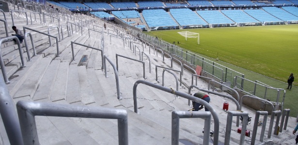 Barreiras colocadas na Arena do Grêmio impedem avalanche de torcedores - Wesley Santos/Pressdigital