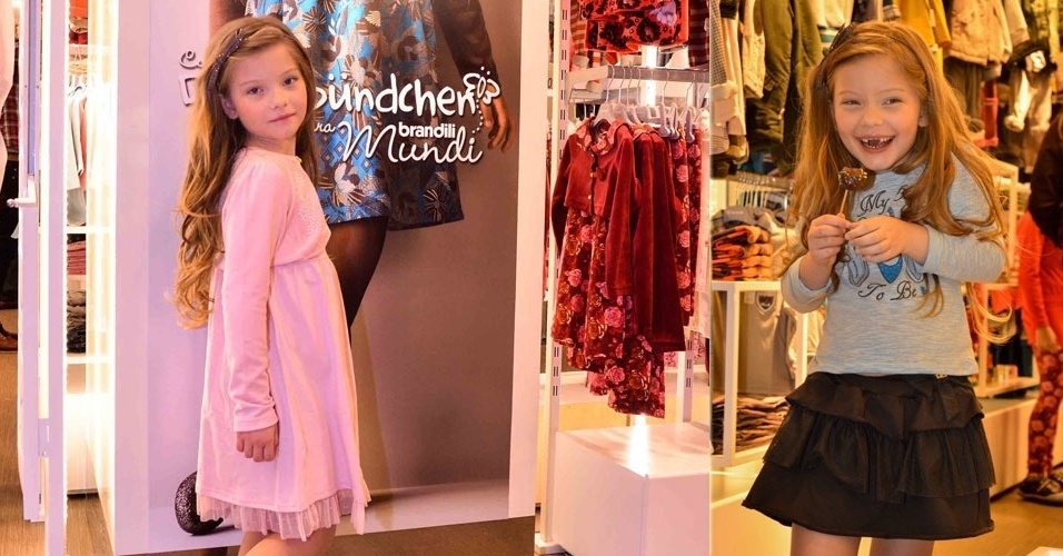23.mai.2013 - A sobrinha de Gisele Bündchen, Duda Bündchen, posa com a coleção de inverno de sua grife em loja em São Paulo