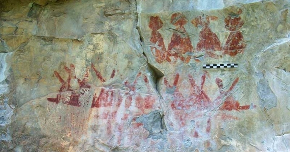 23.mai.2013 - Grupo do Inah (Instituto Nacional de Antropologia e História) descobriram quase 5.000 pinturas rupestres 4.926 pinturas rupestres em 11 locais diferentes no Estado de Tamaulipas. As imagens, que representam pessoas, animais e insetos,  documentam a presença de povos pré-hispânicos em uma região onde "antes se dizia não existir nada" - Inah