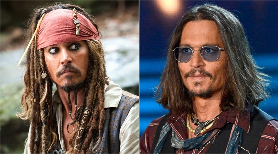 Como o personagem Jack Sparrow, Johnny Depp foi visto com dreads em toda a série de filmes "Piratas do Caribe", a partir de 2003