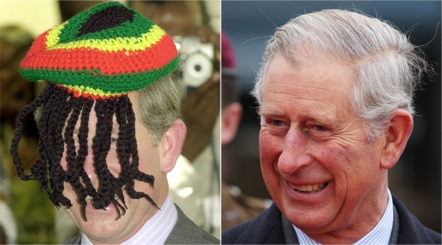 Durante uma visita à Jamaica em 2000, o príncipe Charles brincou com uma peruca fake no estilo rastafári