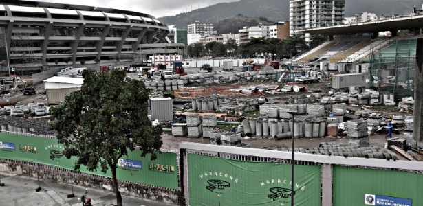 Área do Estádio de Atletismo Célio de Barros virou canteiro de obras do Maracanã