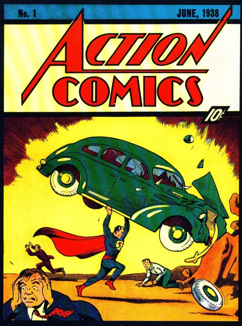 "Action Comics # 1" - Avaliada em US$ 2,470 milhões. Revista que introduz o Super Homem, em sua primeira história é a história mais bem avaliada dos quadrinhos - Divulgação