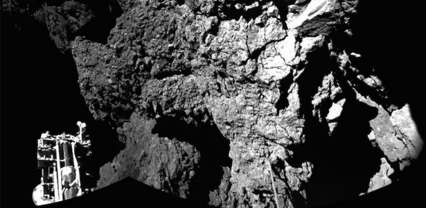 Foto mostra a superfície do cometa a partir de um dos pés do Philae  - ESA/Rosetta/Philae/CIVA