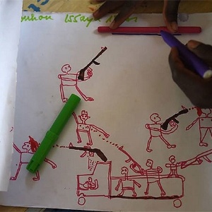 Desenho de criança retrata ataque Boko Haram na Nigéria - Phillippe Desmazes/AFP