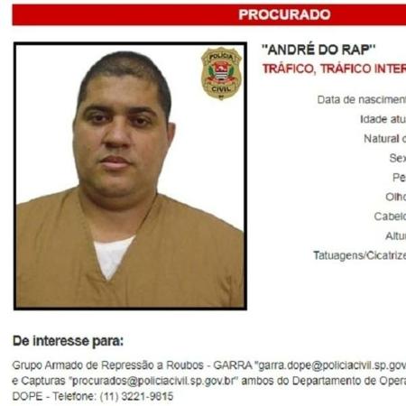 André do Rap, do PCC, em lista de mais procurados pela Polícia Civil de São Paulo - Reprodução