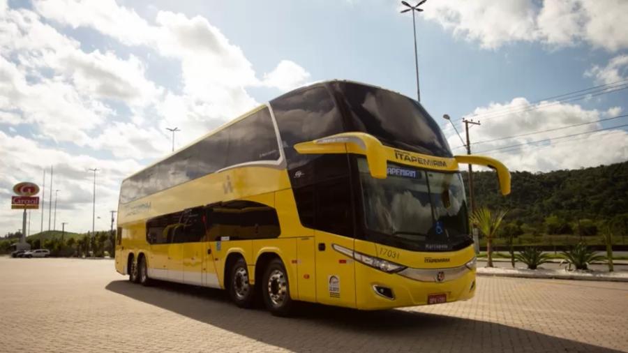 Imagem de arquivo de ônibus da viação da Itapemirim; empresa pode realizar viagens já vendidas por 30 dias - Divulgação/Viação Itapemirim