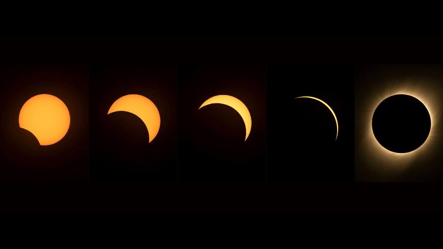 Diferentes fases de eclipse solar total visto a partir do Chile em 2019 - Martin Bernetti - 2.ju.19/AFP