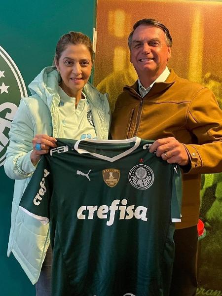 Leila Pereira recebe Bolsonaro no Allianz Parque em jogo contra o Goiás - Reprodução/Twitter