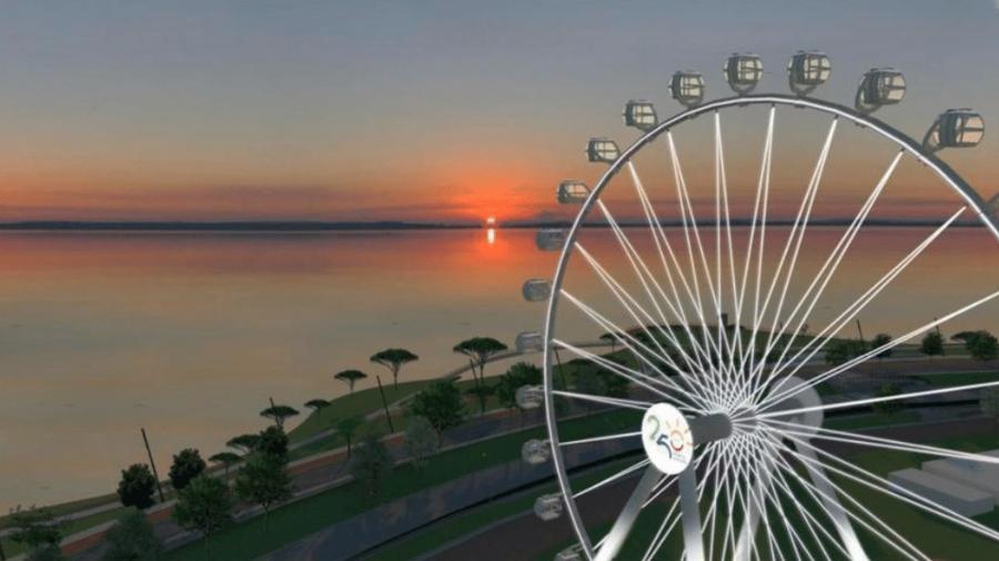 Imagem mostra roda-gigante de Porto Alegre, próxima à orla do Guaíba - Divulgação/Prefeitura Municipal de Porto Alegre