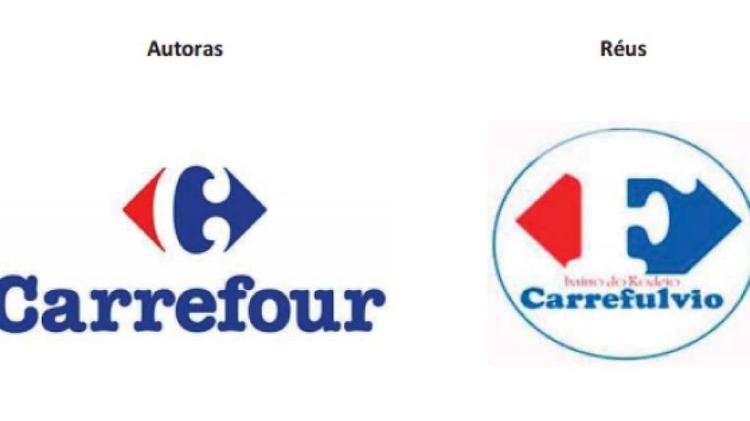 Imagem que compara as logomarcas do Carrefour e do Carrefulvio, anexada em processo judicial Imagem que compara as logomarcas do Carrefour e do Carrefulvio, anexada em processo judicial