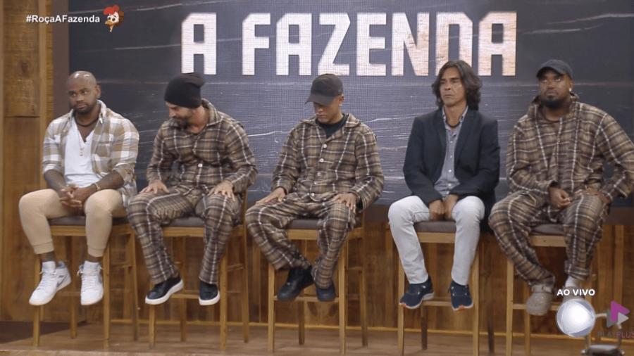 André, Cezar, Radamés, Tonzão e WL estão na 12ª roça de A Fazenda 2023 - Reprodução/PlayPlus