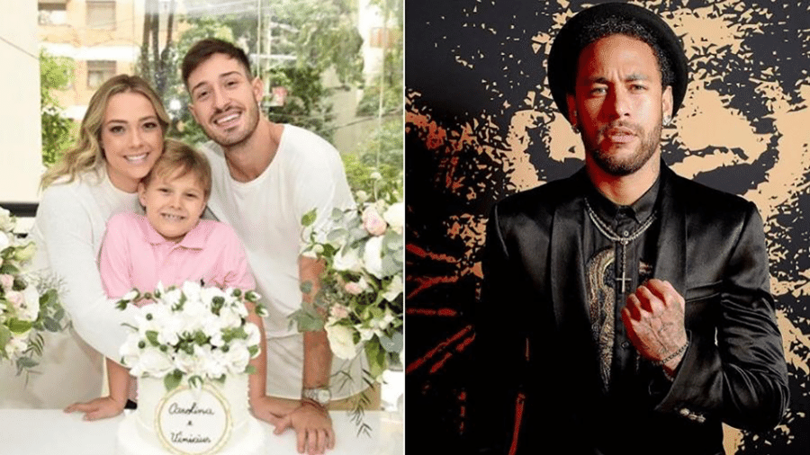 Carol Dantas com o filho, Davi Lucca, e o marido, Vinicius Martinez, que defendeu Neymar - Reprodução/Instagram