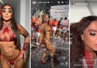 Vivi Araújo mostra antes, durante e depois do ensaio sob chuva do Salgueiro - Reprodução/Instagram