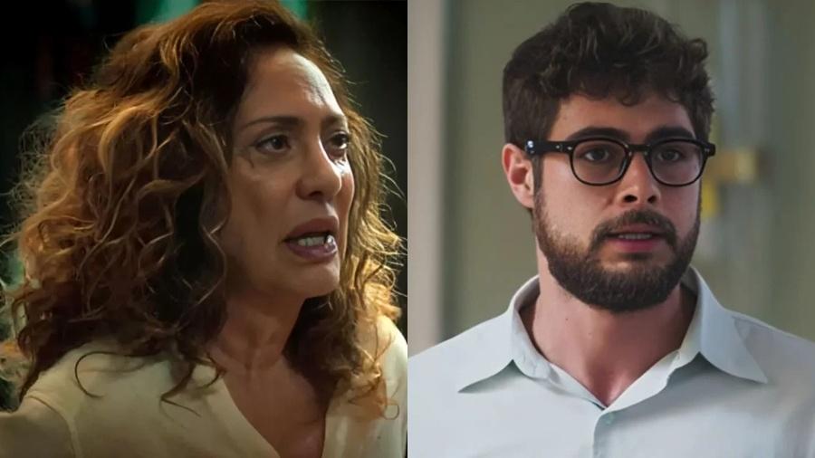 Agatha (Eliane Giardini) e Hélio (Rafa Vitti) em "Terra e Paixão" - Reprodução Vídeo/TV Globo 