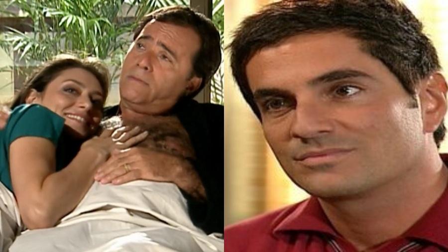 Antenor (Tony Ramos), Fabiana (Maria Fernanda Cândido) e Lucas (Rodrigo Veronese) em "Paraíso Tropical"