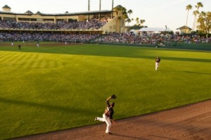 Atlanta Braves treina no estádio de beisebol do complexo - foto: Disney Sports