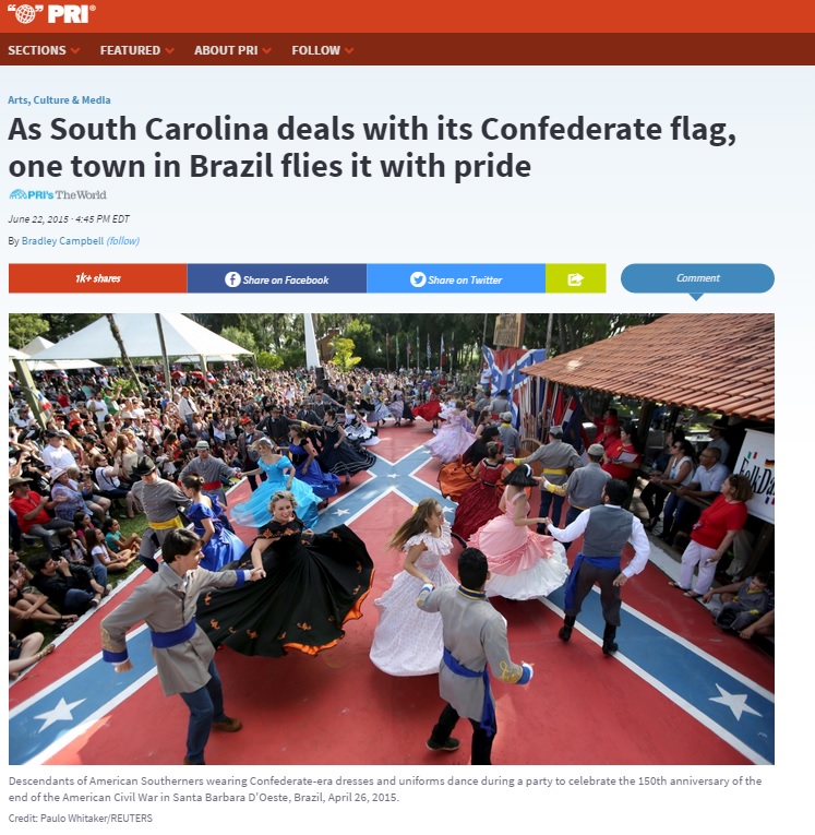 Reportagem sobre o uso de bandeira de Confederados dos EUA no Brasil