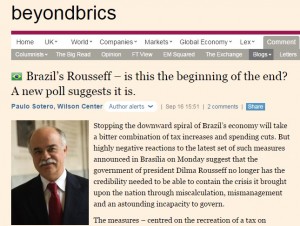 Artigo do FT diz que governo está perto do fim da linha