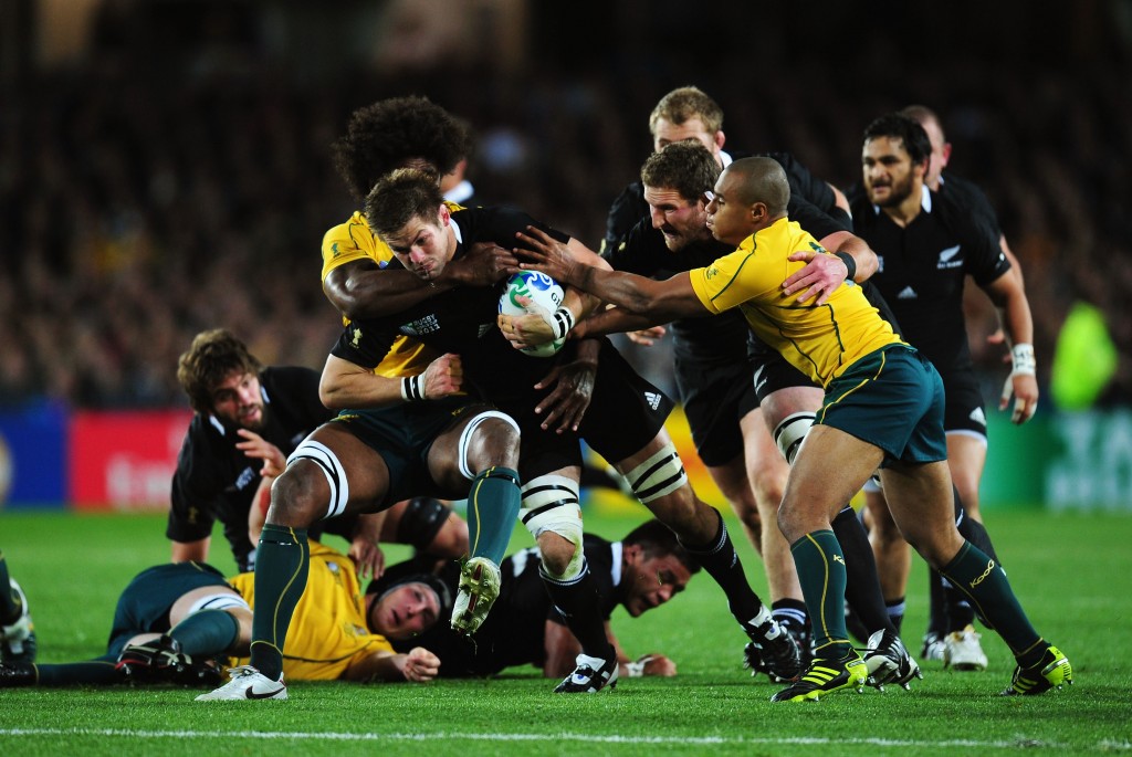 O último encontro em Mundiais, na semifinal de 2011, terminou com vitória dos All Blacks. Créditos: Getty Images