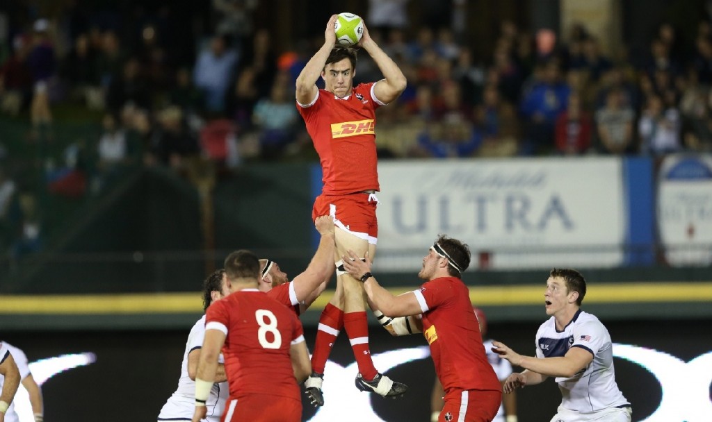 Canadenses executam lateral em duelo contra os EUA pelo ARC. Foto: Divulgação Rugby Canada