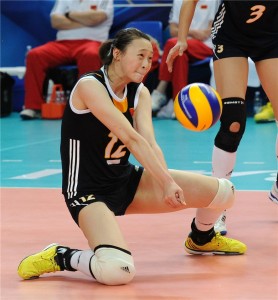 Ruoqi Hui em ação pela China, no Mundial de 2014