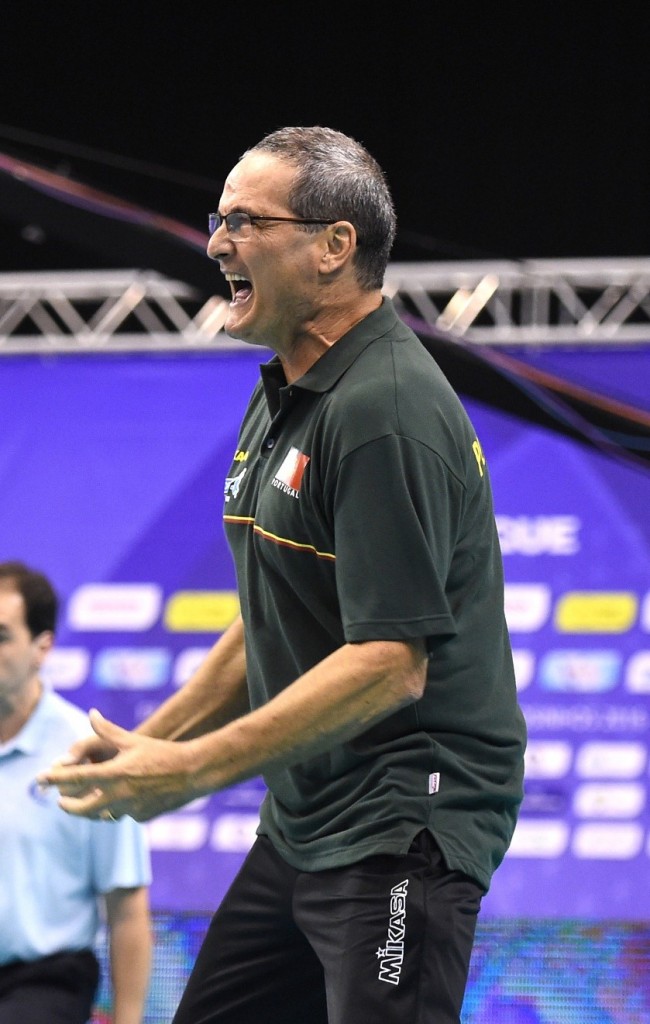 Portugal coach Francesco Santos reacts during the match against Netherlands