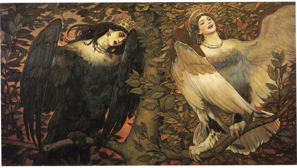 Viktor Vasnetsov. Sirin (right) and Alkonost (left) Birds of Joy and Sorrow (1896)