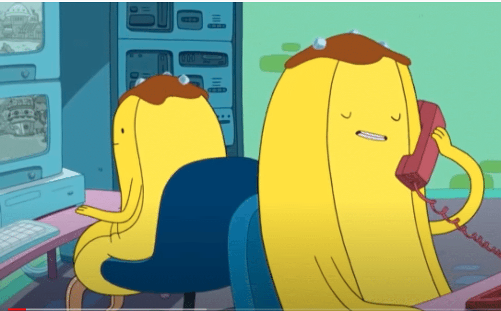 Imagem de um guarda-banana, do desenho animado "Hora da aventura"