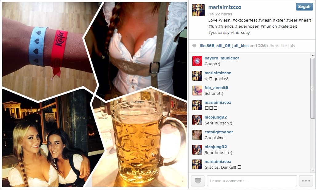 María se diverte em Oktoberfest e mostra atributos Reprodução/Instagram