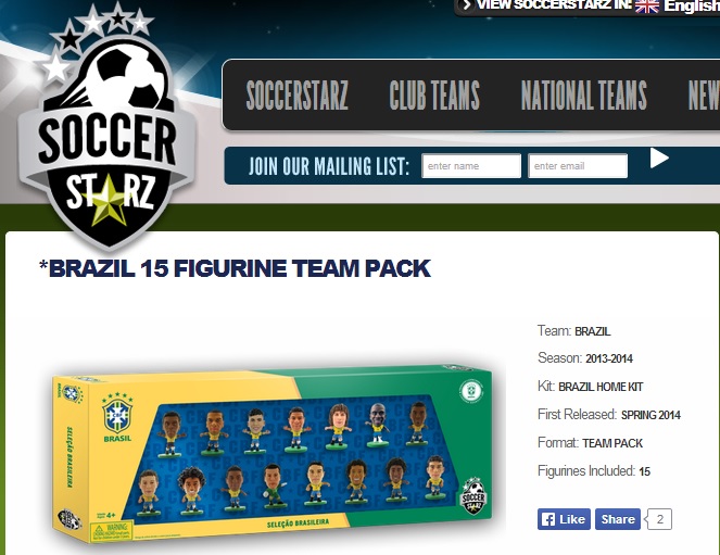 Minicraques Soccerstarz Seleção Brasileira 2014 na caixa