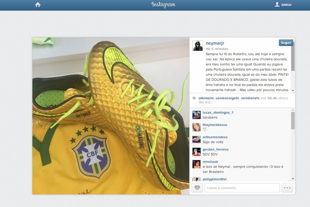 Neymar mostra as novas chuteiras em rede social