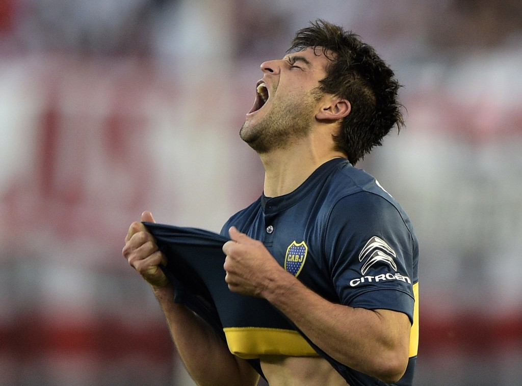 Nicolás Lodeiro comemora gol em clássico (Crédito: Juan Mabromata/AFP Photo)