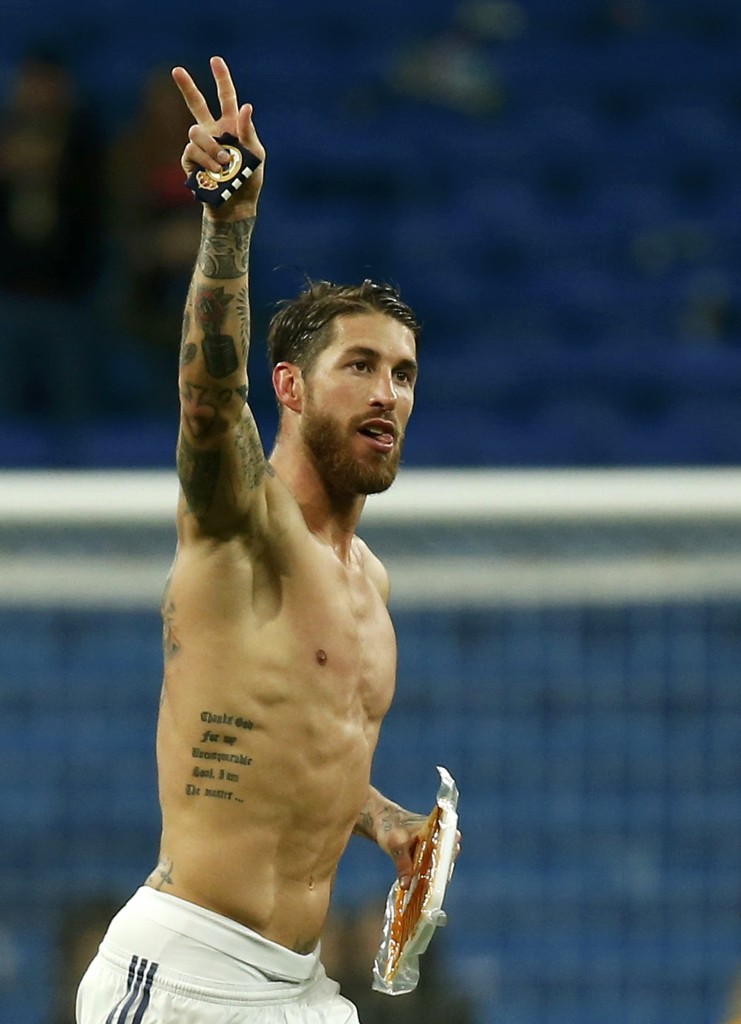 Football Soccer - Real Madrid v Real Sociedad - Spanish Liga Santander - Santiago Bernabeu, Madrid, Spain - 29/01/17 Real Madrid's Sergio Ramos celebrates after the match. REUTERS/Susana Vera ORG XMIT: SVP51