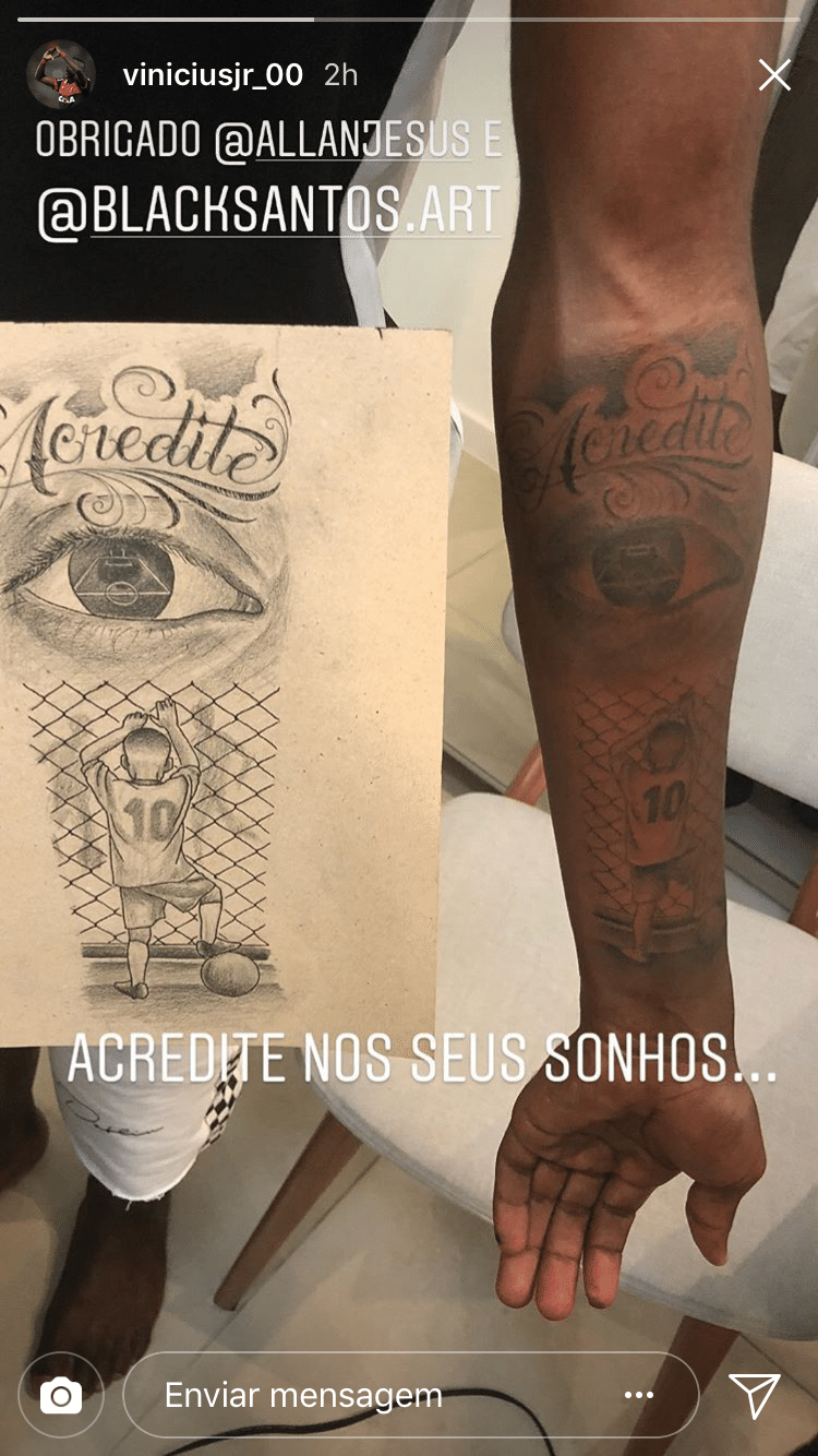 Vinícius Jr. posta nova tatuagem com mensagem motivacional UOL Esporte