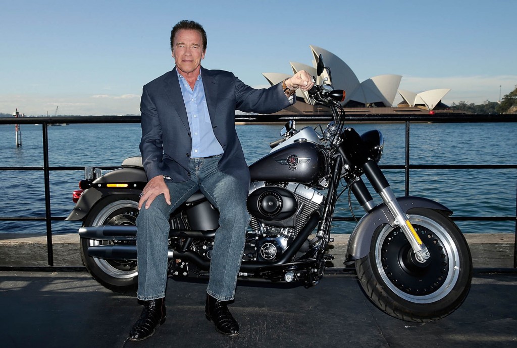 SYDNEY, AUSTRALIA - JUNE 04: Arnold Schwarzenegger poses during a 'Terminator Genisys' photo call at the Park Hyatt Sydney on June 4, 2015 in Sydney, Australia. (Photo by Mark Metcalfe/Getty Images for Paramount Pictures International)