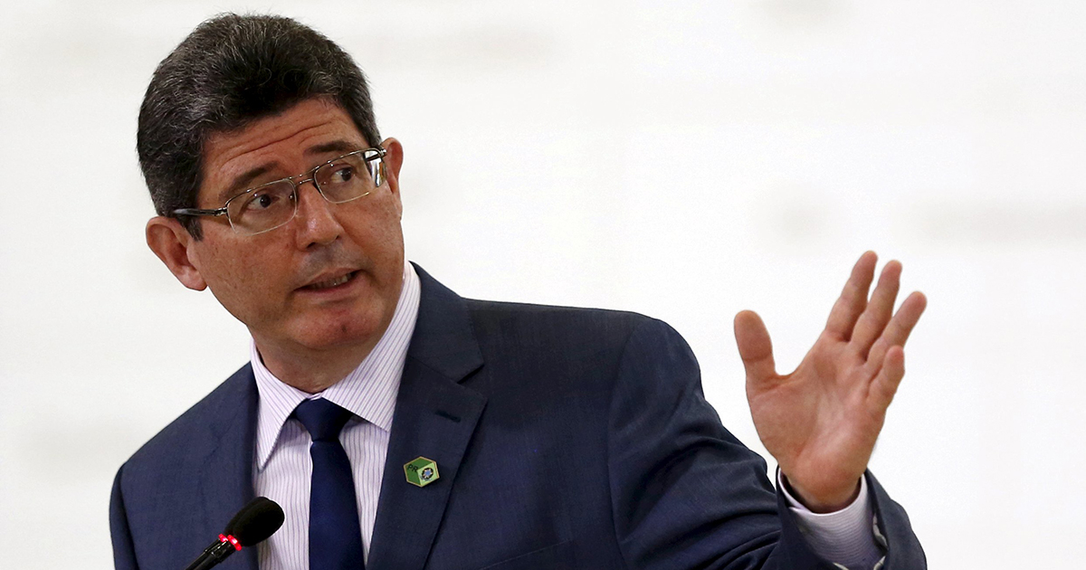 Brazil's Finance Minister Joaquim Levy speaks during the launch of an infrastructure program at the Planalto Palace in Brasilia, Brazil, June 9, 2015. Brazil's President Dilma Rousseff unveiled a concession program on Tuesday aimed at drawing 198.4 billion reais ($64 billion) in private investment to upgrade and operate Brazilian roads, railways, airports and harbor wharfs. A government presentation said the new concessions will have access to less state bank financing in the midst of Brazil's current drive to cut spending and reduce a bulging fiscal deficit, and bidders will be expected to partially fund projects with private financing. REUTERS/Bruno Domingos ORG XMIT: BSB105