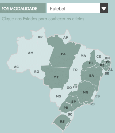 Estados brasileiros com jogadores de futebol na Olimpíada