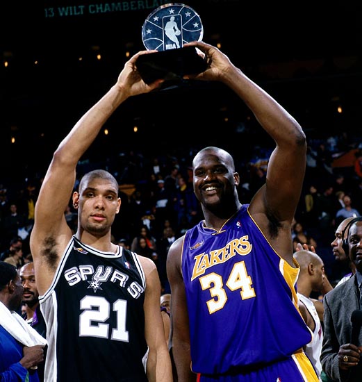 Tim Duncan and Shaquille O'Neal