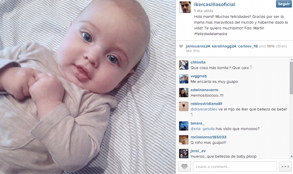 O goleiro espanhol mostrou o lado pai coruja no Dia das Mães / Crédito: Reprodução Instagram