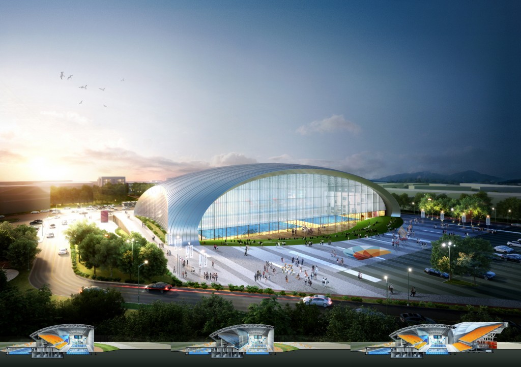 A futurista piscina de Gwanhju será sede do Mundial de 2019 - Foto: Reprodução