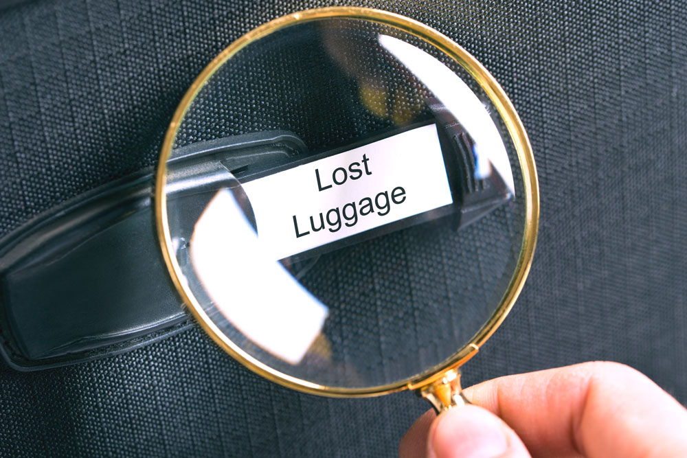 Magnifying Glass On Lost Luggage Label