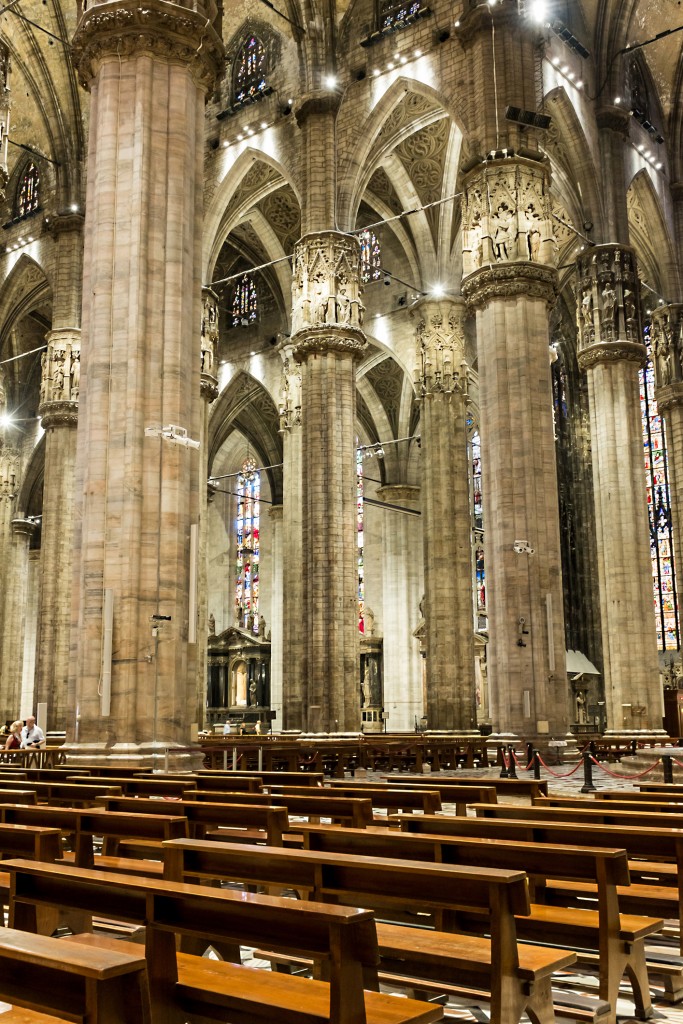 MILAN, ITALY - JULY 4 2015: Interior of the Duomo di Milan, Milan, Italy. Metropolitan Cathedral of the Nativity of Saint Mary
