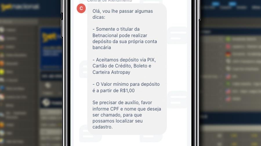 Na Betnacional, o depósito mínimo é de apenas R$1