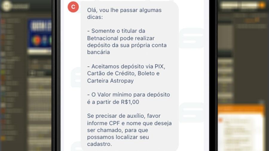 Na Betnacional, o depósito mínimo é de apenas R$1